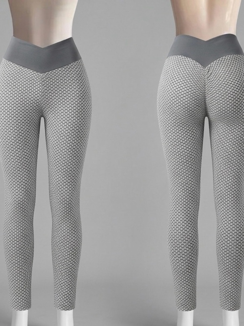 High-Waist Textured Grey Leggings